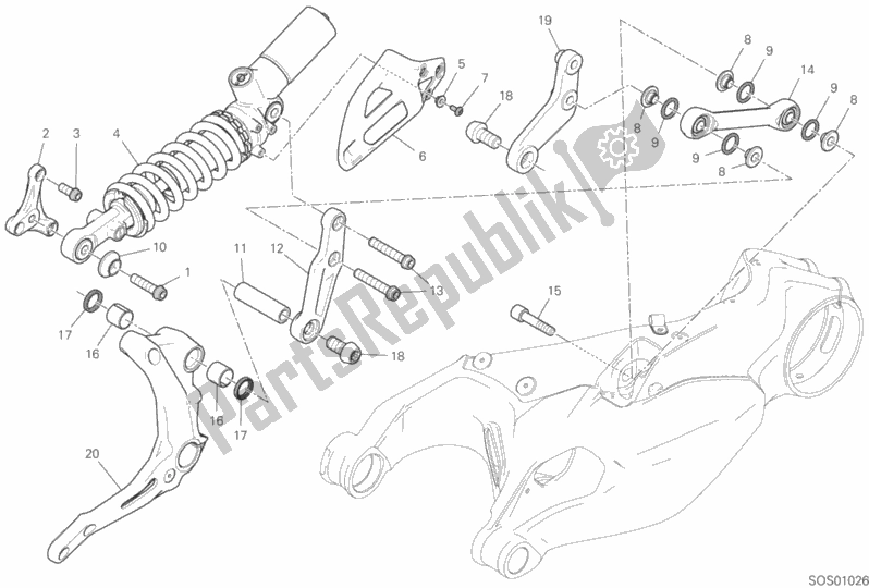 Alle onderdelen voor de Schokdemper Achter van de Ducati Superbike Panigale V2 USA 955 2020